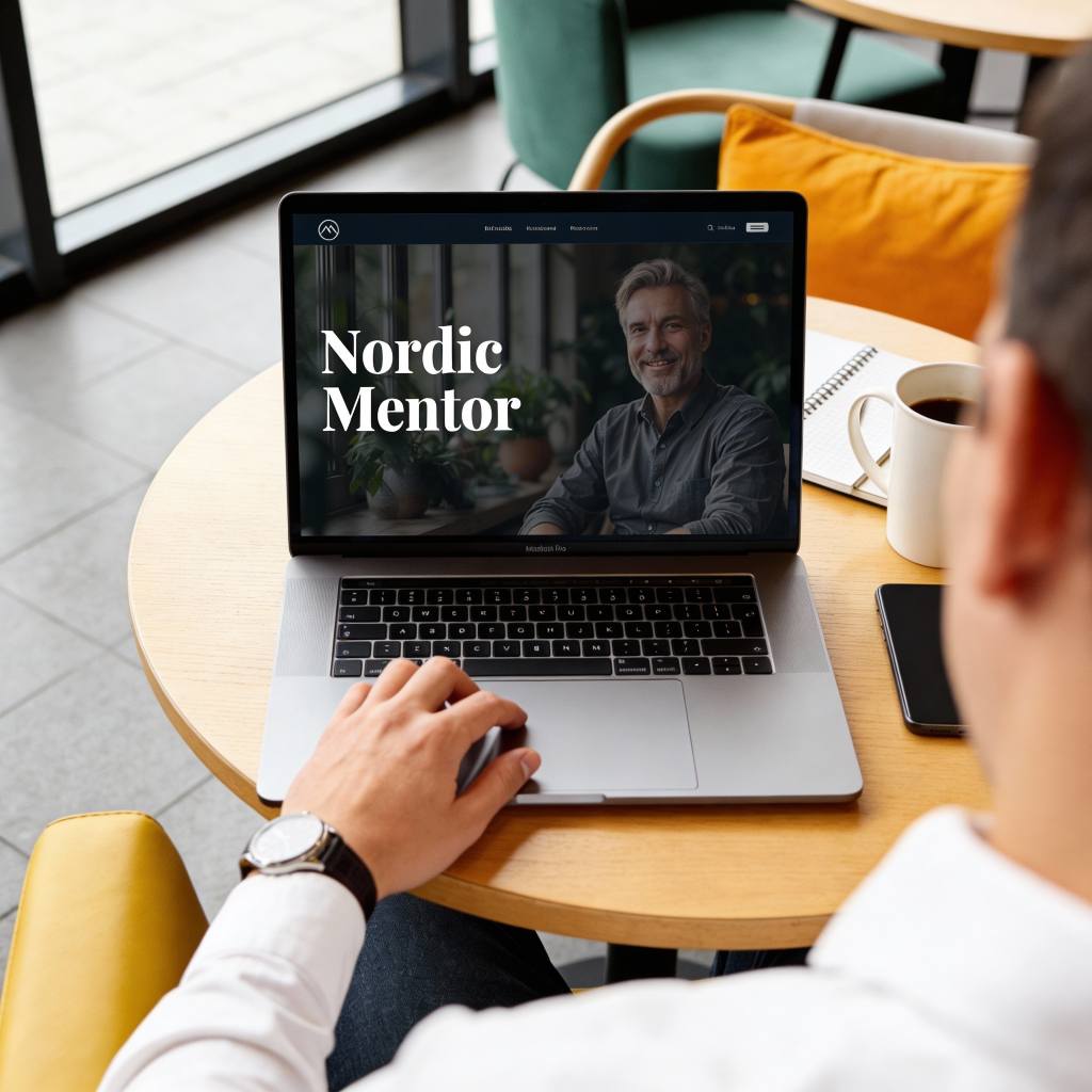 nordic mentor hero on laptop